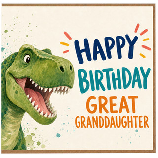 Great Granddaughter Birthday Card, Happy Birthday Dinosaur Card