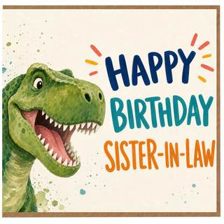 Sister - In - Law Birthday Card, Happy Birthday Dinosaur Design