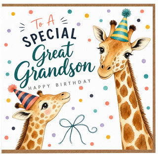 Great Grandson Birthday Card, Special Giraffe Party Card
