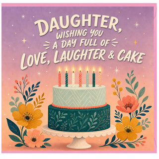 Daughter Birthday Card, Wishing You a Day Full of Love, Laughter & Cake