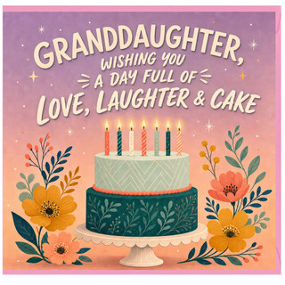 Granddaughter Birthday Card, Wishing You a Day Full of Love, Laughter & Cake