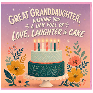 Great Granddaughter Birthday Card, Wishing You A Day Full of Love, Laughter & Cake
