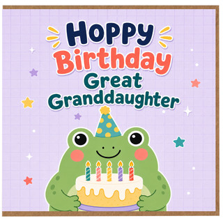 Great Granddaughter Birthday Card, Happy Birthday Frog Party Card