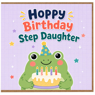 Step Daughter Birthday Card, Cute Frog Happy Birthday Card