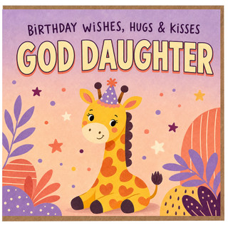 God Daughter Birthday Card, Cute Giraffe Birthday Wishes Hugs & Kisses Card