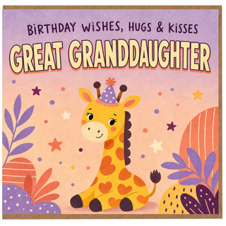 Great Granddaughter Birthday Card, Birthday Wishes Hugs & Kisses Cute Giraffe Card