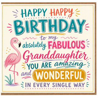 Granddaughter Happy Birthday Card, Fabulous Flamingo Birthday Card