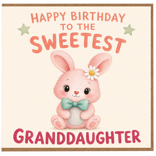Granddaughter Birthday Card, Happy Birthday to the Sweetest Granddaughter Cute Bunny Design
