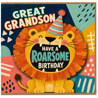 Great Grandson Birthday Card, Have a Roarsome Birthday Lion Card