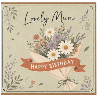 Mum Birthday Card, Lovely Mum Happy Birthday Floral Bouquet Card