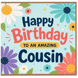 Cousin Birthday Card, Happy Birthday to an Amazing Cousin Floral Greeting Card