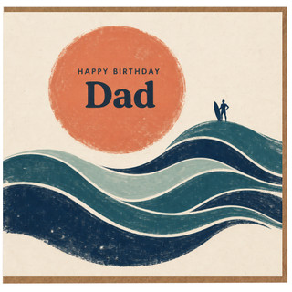 Dad Happy Birthday Card, Retro Surf and Sun Design