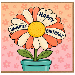 Daughter Happy Birthday Card, Floral Potted Daisy Birthday Card