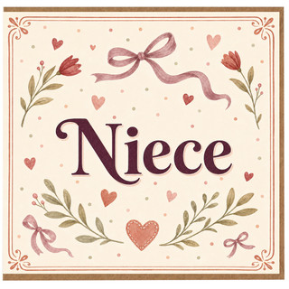 Niece Card, Floral Heart Greeting Card