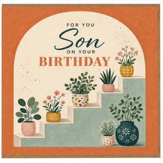 Son Birthday Card, For You Son On Your Birthday, Botanical Plant Illustration