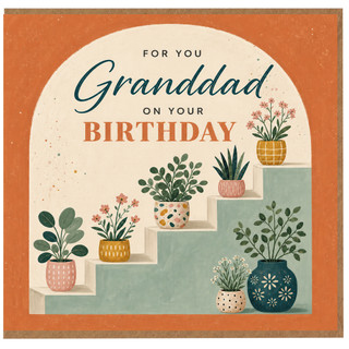 Granddad Birthday Card, For You On Your Birthday Floral Plant Design