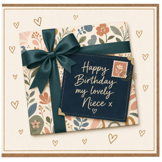 Niece Birthday Card, Happy Birthday My Lovely Niece Floral Gift Box Design