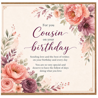 Cousin Birthday Card, Floral For You On Your Birthday Card