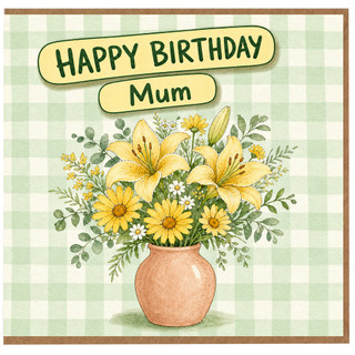 Mum Birthday Card, Happy Birthday Mum Floral Card