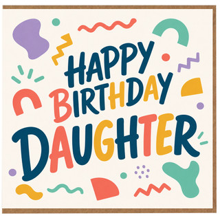 Daughter Birthday Card, Happy Birthday Daughter Card, Colourful Modern Daughter Birthday Card