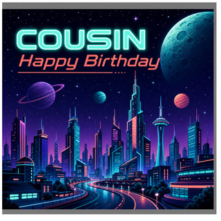 Cousin Happy Birthday Card, Space Themed Birthday Card for Cousin