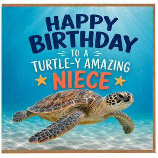 Niece Birthday Card, Turtle - y Amazing Niece Card, Happy Birthday Underwater Sea Turtle Card