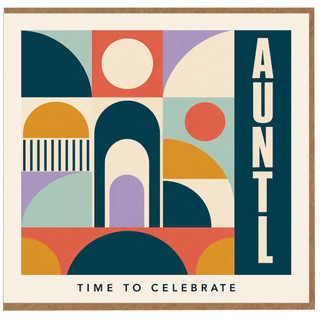 Auntie Celebration Card, Time to Celebrate Retro Geometric Greeting Card