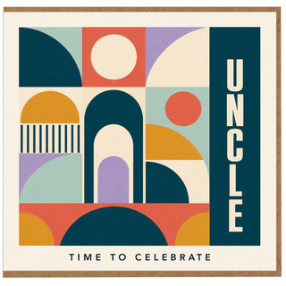 Uncle Congratulations Card, Time to Celebrate Retro Geometric Design