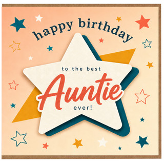 Auntie Birthday Card, Happy Birthday to the Best Auntie Ever, Star Design