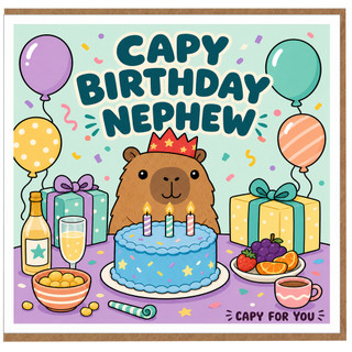 Nephew Birthday Card, Cute Capybara Birthday Card for Nephew