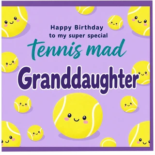 Granddaughter Birthday Card, Super Special Tennis Mad Birthday Card