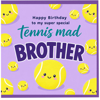 Brother Birthday Card, Tennis Mad Brother Happy Birthday Card