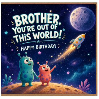 Brother Birthday Card, You're Out of This World Happy Birthday Space Card