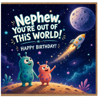 Nephew Birthday Card, You're Out Of This World Happy Birthday Space Card