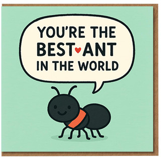 Funny Auntie Birthday Card - You're The Best Ant In The World Pun, Cute Cartoon Ant with Heart Speech Bubble, From Niece or Nephew to Aunt