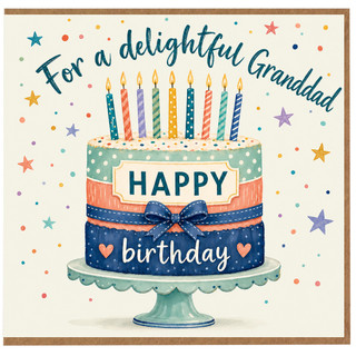 Granddad Birthday Card, Happy Birthday Cake Candle Design