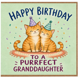 Granddaughter Birthday Card, Cute Cat Happy Birthday to a Purrfect Granddaughter Card