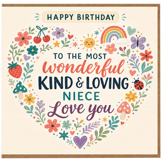 Niece Birthday Card, Wonderful Kind & Loving Niece Happy Birthday Card