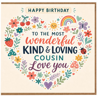 Cousin Birthday Card, Wonderful Kind & Loving Cousin Happy Birthday Card