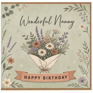 Nanny Birthday Card, Wonderful Nanny Happy Birthday Floral Card