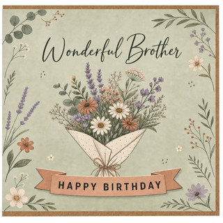 Brother Birthday Card, Wonderful Brother Happy Birthday Floral Card