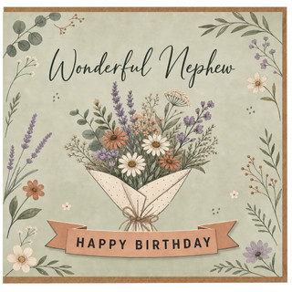 Nephew Happy Birthday Card, Wonderful Nephew Floral Bouquet Card