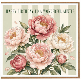 Auntie Birthday Card, Happy Birthday to a Wonderful Auntie Floral Card