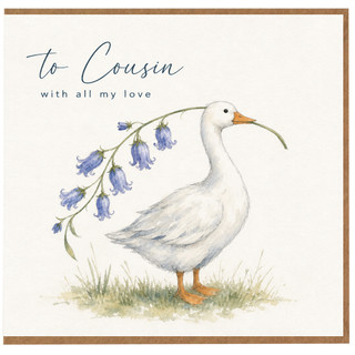 Cousin Card, With All My Love Duck and Flowers Greeting Card
