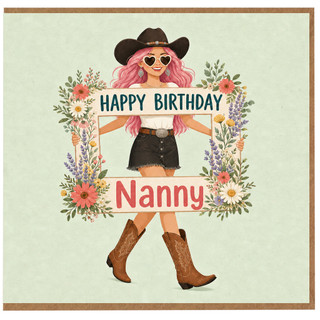 Nanny Birthday Card, Cowgirl Happy Birthday Card