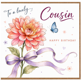 Cousin Birthday Card, Lovely Floral Butterfly Happy Birthday Card