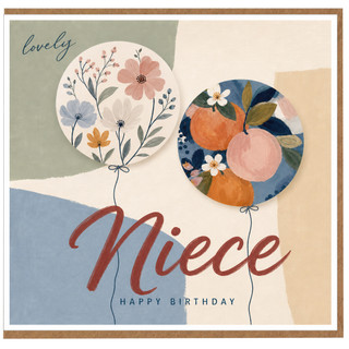 Niece Birthday Card, Floral Balloon Design with 'Nice' Greeting