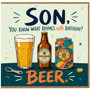 Son Birthday Card, Funny Beer Birthday Card for Son