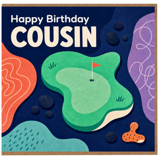 Cousin Birthday Card, Golf Themed Happy Birthday Card