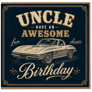 Uncle Birthday Card, Have an Awesome Birthday Card, Classic Car Birthday Card